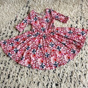 Dot Dot Smile Sz 3/4 Pink floral Twirly Dress